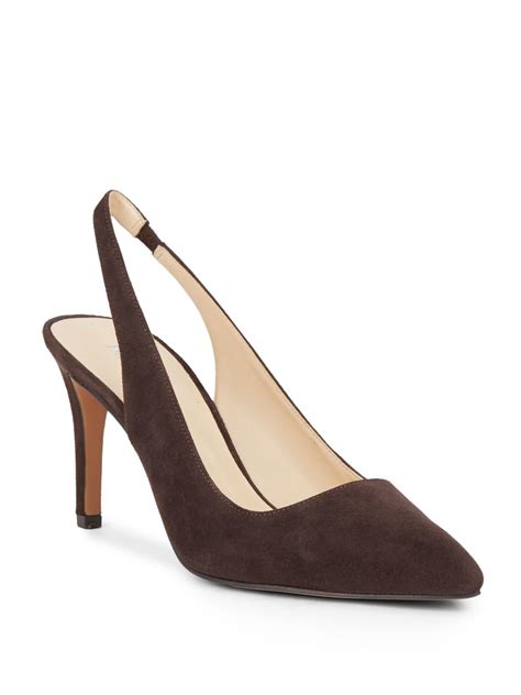 dark brown slingback shoes.